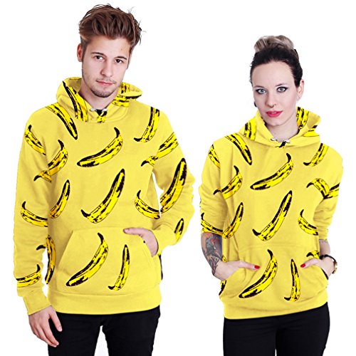Thenice Neutral Long Sleeve Hoodies Sweatshirts Lover Couples Suits (M, Banana)