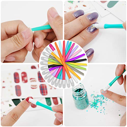 BQTQ 75 Pieces Rubber Nail Cuticle Pusher Plastic Handle Nail Cleaner Rubber Tipped Cuticle Pusher Colored Nail Art Tool for Men and Women, 15 Colors - Thumbnail 6