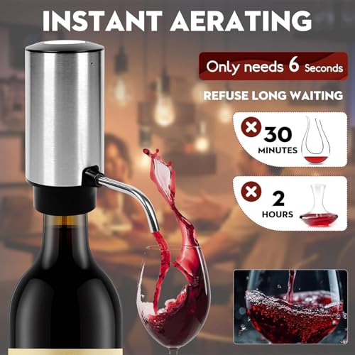 Aireador de vino eléctrico portátil, dispensador automático y vertedor rápido de vinos 5