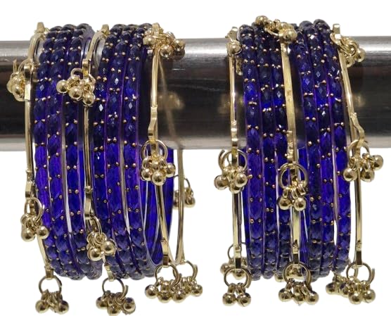 Image of kashmiri ghangharoo glass bangle Set For Women And Girls | Light Weight Bangles | Traditional Transparent Fancy Glass Chudi Set for Wedding, Party (18 Bangles)