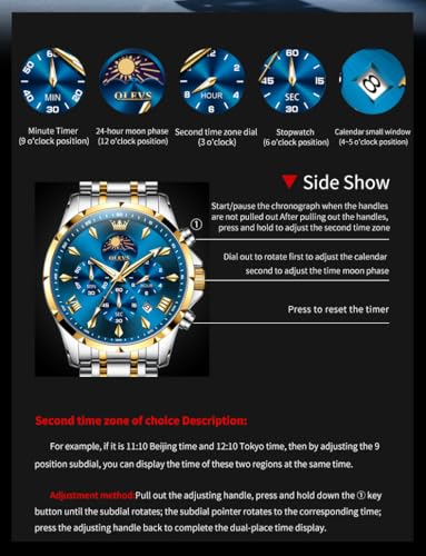 Image of OLEVS Watches for Men Analog Quartz Original Branded Mens Watch Chronograph Stainless Steel Chain 3ATM Waterproof Wrist Watch for Men