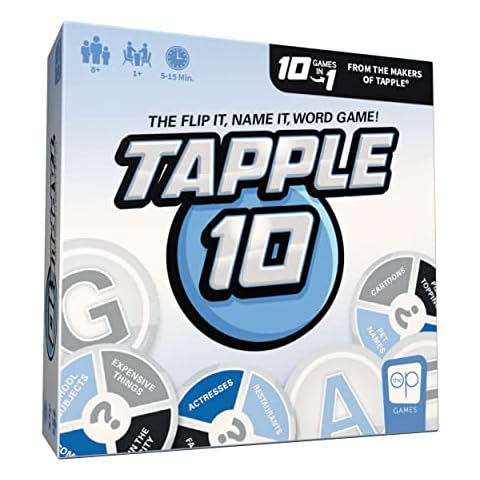 USAopoly Tapple 10 | Featuring 10 Different Games in 1 | Fast-Paced Fun Family Card Game in Portable Packaging | 1 or More Players, Ages 8+ Cover