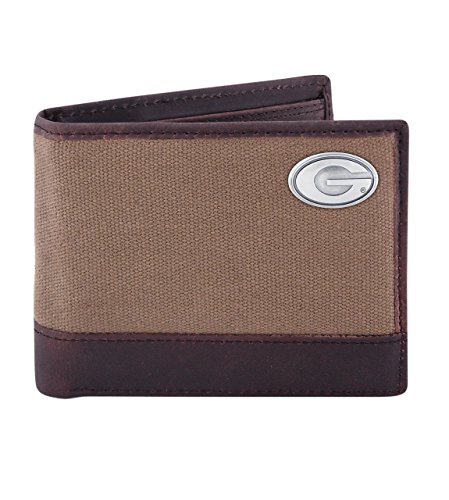 ZEP-PRO NCAA Georgia Bulldogs Canvas Leather Concho Passcase Wallet, Olive