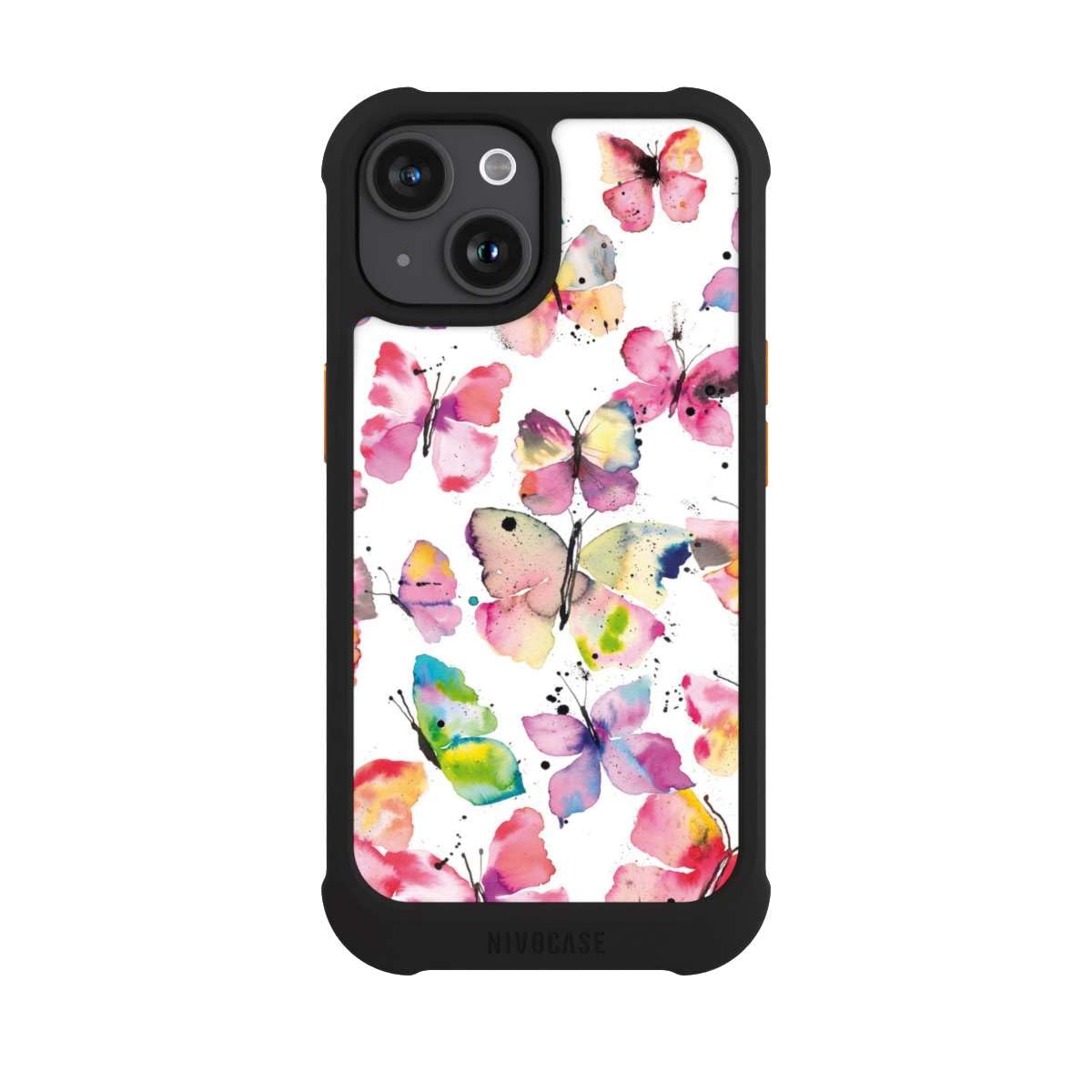 Custodia per Apple iPhone 15 Acquerello Primavera Farfalla