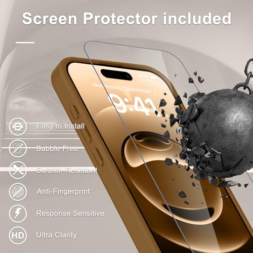 Image of YENAPOON for iPhone 15 Pro Case, Matte Magnetic Phone Cover [with 1 Screen Protector] [Support for MagSafe] [Shockproof Military Grade Protection] Translucent Frosted Back, Brown