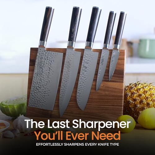 Professional Rolling Knife Sharpener Tool Kit - Knife Sharpening Made Easy for Kitchen Knives - Diamond and Ceramic Knife Sharpening Set, Contains 2 Extra Polishing Discs,15 & 20 Degree Magnetic Angle by pinnacleprime goods - Image 6