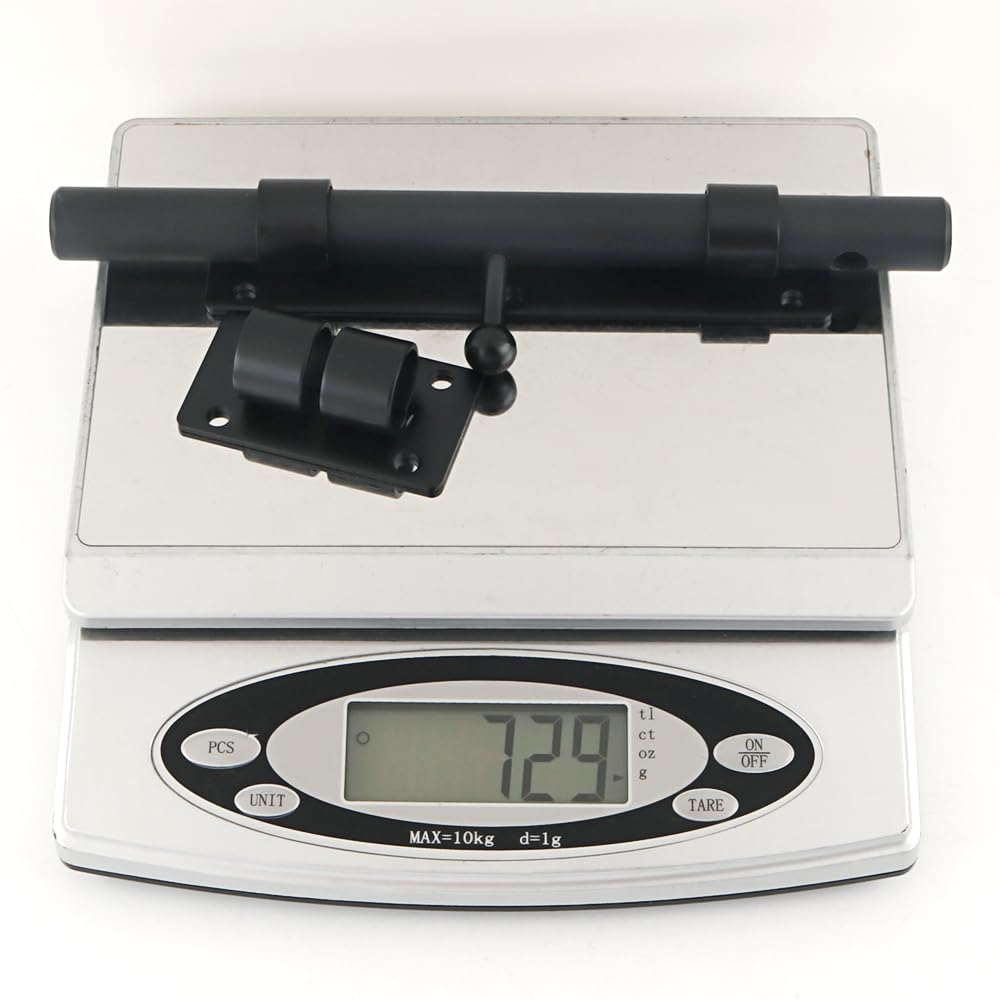 SAYAYO Loquet Porte Exterieur Verrou Porte Coulissante avec Cadenas et 4 Clés, Verrou Portail Robuste en Acier Inoxydable, 230MM Longueur, Noir Mat, EMST8100-B