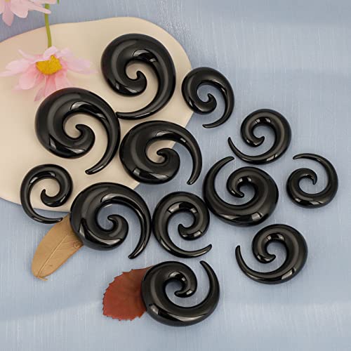 Oyaface 36 Pcs Big Gauges Acrylic Tapers Plugs Spiral Set Ear Stretching Plugs Kit 00G-3/4 Black #TOP4