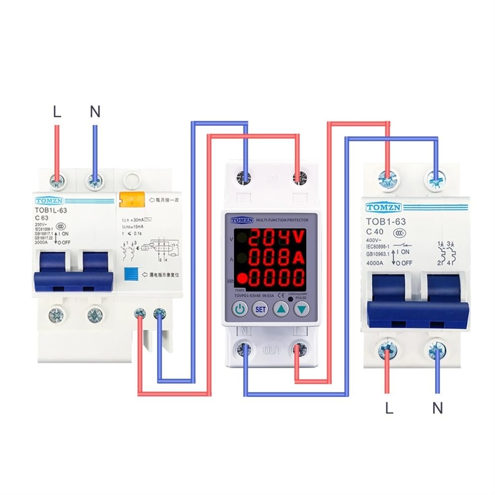 Interruttore Magnetotermico 6. 3a 230V 3in1. Display guida DIN regolabile e sotto la tensione del dispositivo di protezione protettivo con da corrente