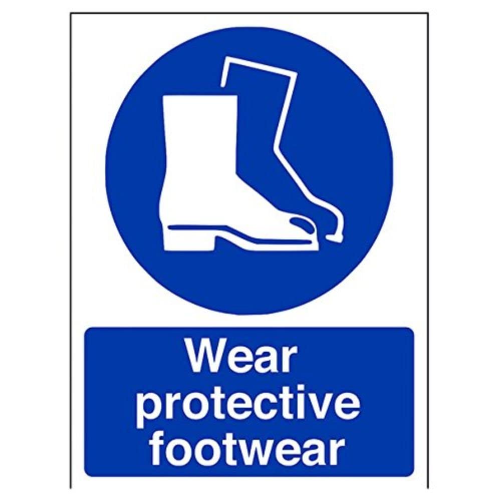 VSafety Wear Protective Footwear PPE Sign - Portrait - 150mm x 200mm - 1mm Rigid Plastic