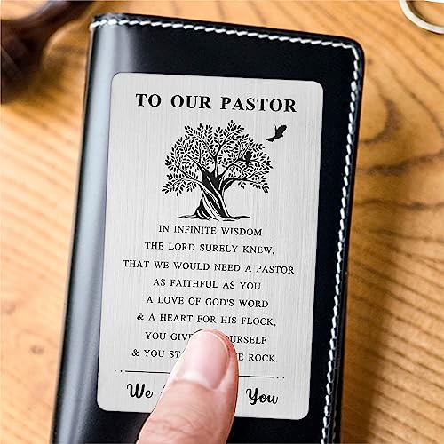 Laluminter Pastor Appreciation Cards - Pastor Appreciation Gifts for Men - Pastor Anniversary Wallet Card - Christmas Gift to Our Pastor, silver4