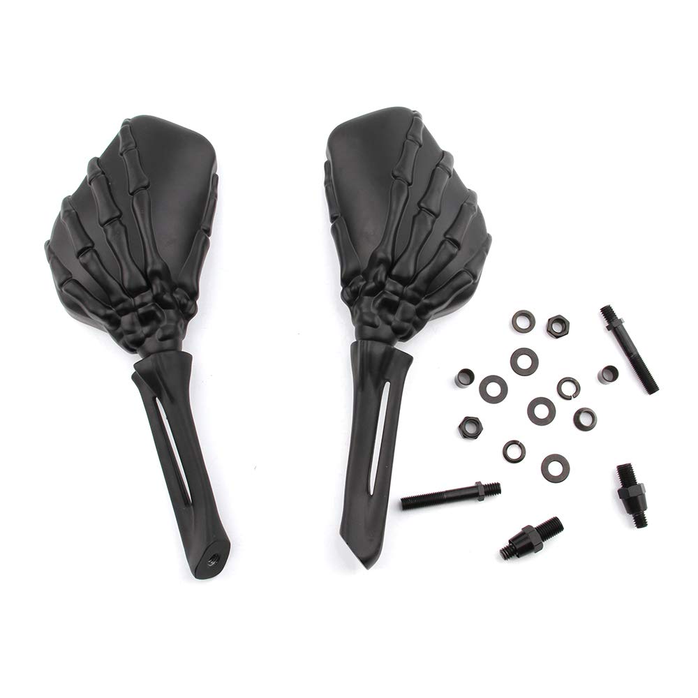 Moto Universal Skull alliage d'aluminium Rétroviseurs Squelette Pour Intruder Volusia/Yamaha/Shadow (Noir)