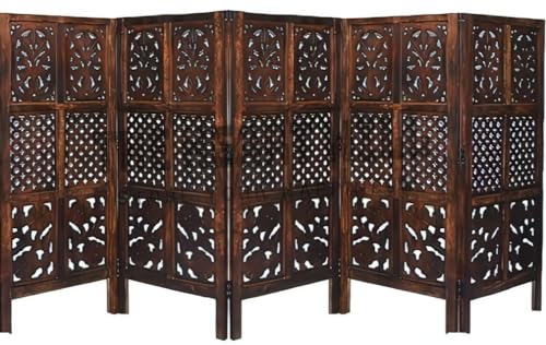 Image of THEHEARTWILL Wooden partition for Living Room /Partition wall Divider for Living Room /Room Partitions and dividers forPooja Room, Mandir, Office, Kitchen, Hall. (4 Feet) (5 Panels)