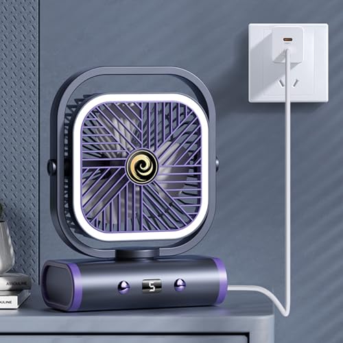 Ventilateur USB silencieux de bureau à 5 vitesses avec veilleuse LED - 7