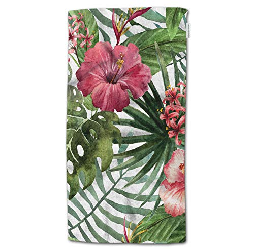 HGOD DESIGNS Hand Towel Tropical Flower,Watercolor Summer Hawaii Palm Tree Leaf and Tropical Plant Flower Hand Towel Best for Bathroom Kitchen Bath and Hand Towels 30