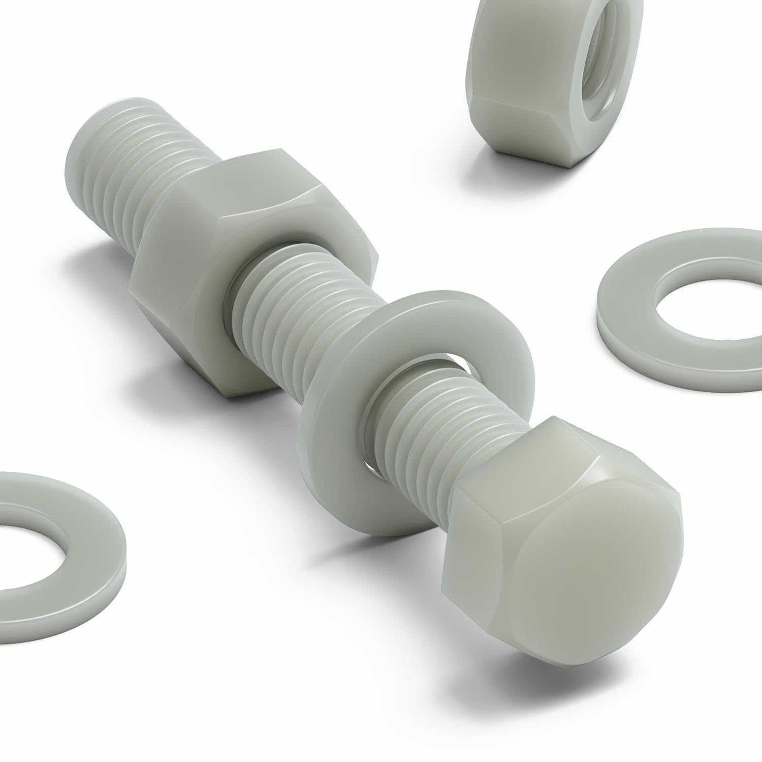 Caterpillar Red Natural 20 X Glass Filled Reinforced Nylon Hex Head M8x50mm, Plastic Nuts, Bolts & Washers