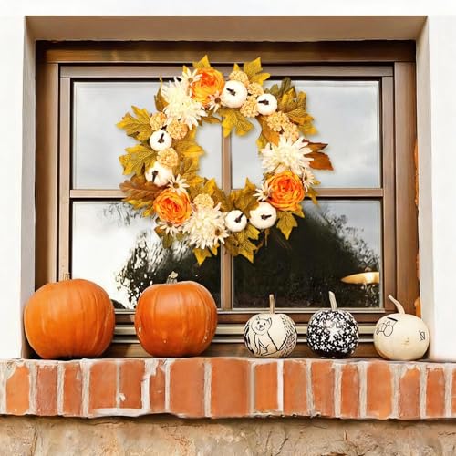 Couronne pour porte d'entrée décoration d'automne 45 cm pour halloween et noël
