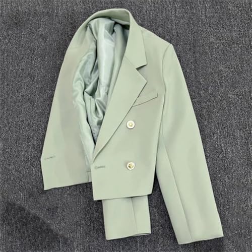 Women Cropped Blazer Jacket Fashion Double-Breasted Casual Simple Office Lady Suit Jackets3