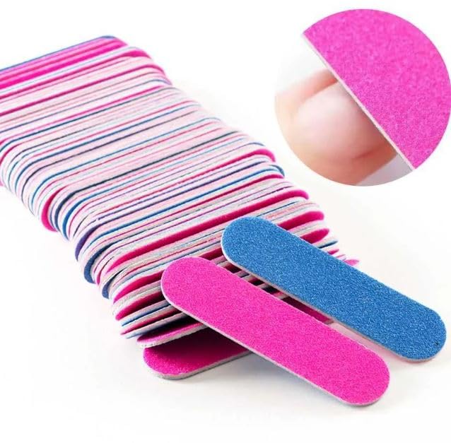 30 Packs Mini Nail Files Disposable Double Sided Nail Buffer Travel Size Emery Boards for Natural Nails, Nail Files and Buffers for Home and Professional Manicure Tools (Pink and Blue) 2