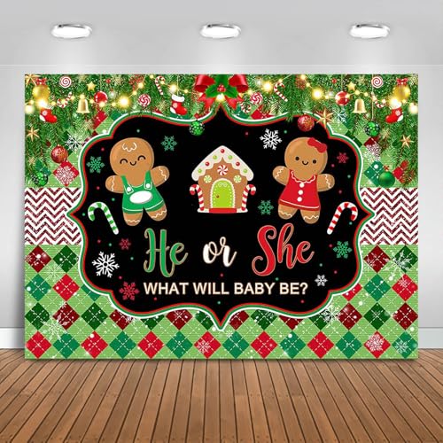 Fitumiw Gingerbread Gender Reveal Backdrop 7x5ft Christmas Cookie What's Baking