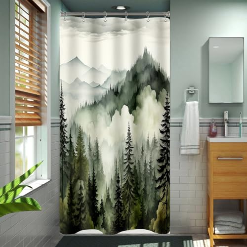 BayNook Small Stall Misty Forest Shower Curtain 36 x 72 Inch, Half...