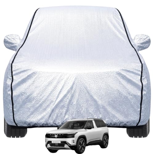 Image of Pivalo Car Cover for Tata Sierra All Model & Years (2025-2026) 100% Waterproof with Mirror Pockets, Triple Stitched Bottom Elastic Dustproof Full Body Protection (Heat & UV Resistant, Silver)