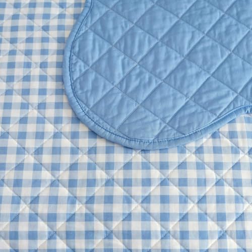 Image of Martha Stewart - Queen Quilt Set, 100% Soft & Breathable Bedding with a Lightweight Feel for Year Round Comfort, 3 Piece Bed Set with Matching Pillowcases (Olivia Gingham Blue)