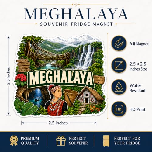 Image of Zesta Wooden Fridge Magnets Set | Refrigerator Decor Magnets for Kitchen | India Souvenir Fridge Magnet Collection | Wooden Magnet for Fridge Door Decoration (Meghalaya)