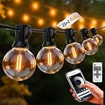 Brilvibera G40 Outdoor String Lights Mains Powered, APP Control Garden Festoon Lights Dimmable 23.5M 77FT with Remote, 25+2 Globe Lights Waterproof Shatterproof for Patio Wedding Cafe Gazebo Pergola