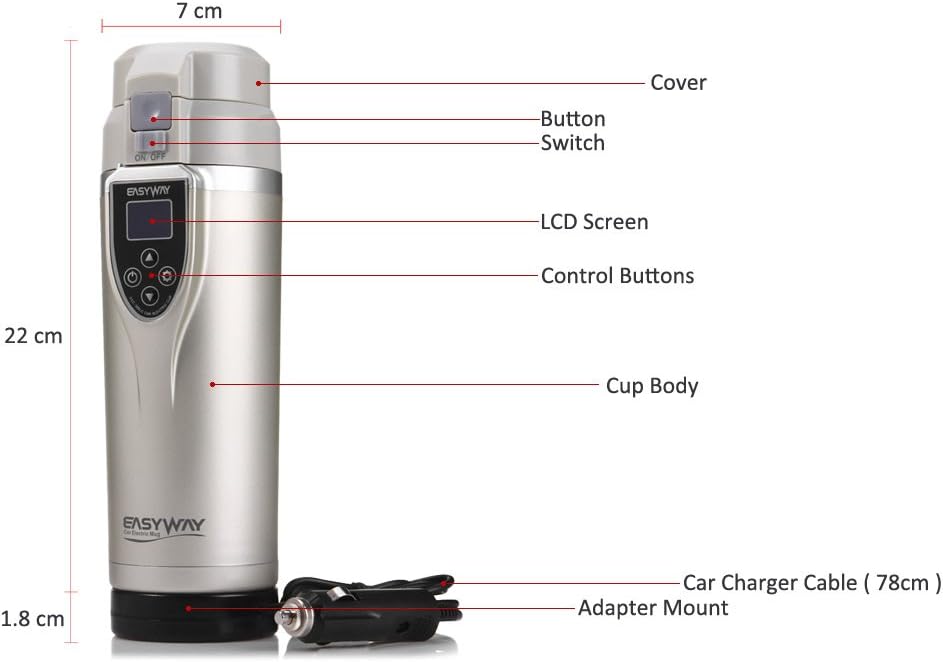 FCC-350LC Adjustable Temperature Car Boiling Mug Electric Kettle Boiling Vehicle Thermos