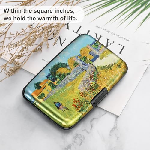 Image of ELFISH Mini RFID Aluminum Wallet Credit Cards Holder Business Card Case Metal ID Case for Men Women(Farmhouse)