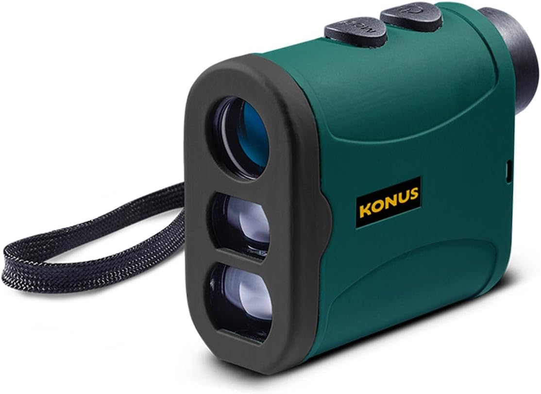 Konus EVO-1200 6x25mm Laser Range Finder (7317) | 6X Magnification, 5-1200m/1320yds Measuring Range, Golf & Hunting Mode, Scanning Function | Carry Case & Strap Included