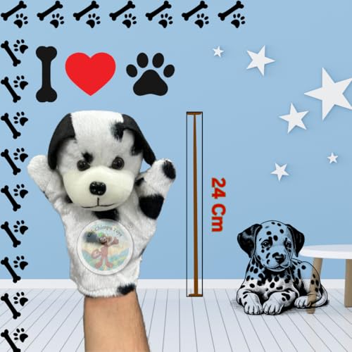 Image of White Dalmatian Dog Hand Puppets for Kids Learning | Soft Plush Hand Puppet Toys for Storytelling, Role Play & Interactive Teaching | Educational Toys for Kids & Toddlers
