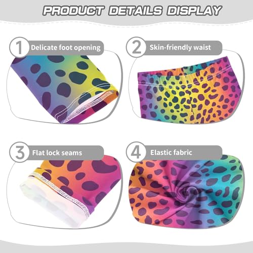 Rainbow Animal Skin Print Girls Casual Leggings for Kids Printed Long Pant Bottoms Stretch and Soft3