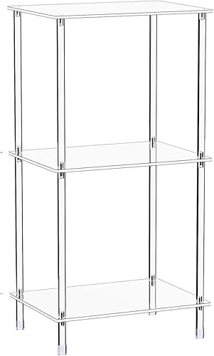 Miniatura 7 de Mesa auxiliar de acrílico transparente, 15.7 pulgadas de largo x 11.8 pulgadas de ancho x 30.7 pulgadas de alto, mesa auxiliar de 3 niveles para
