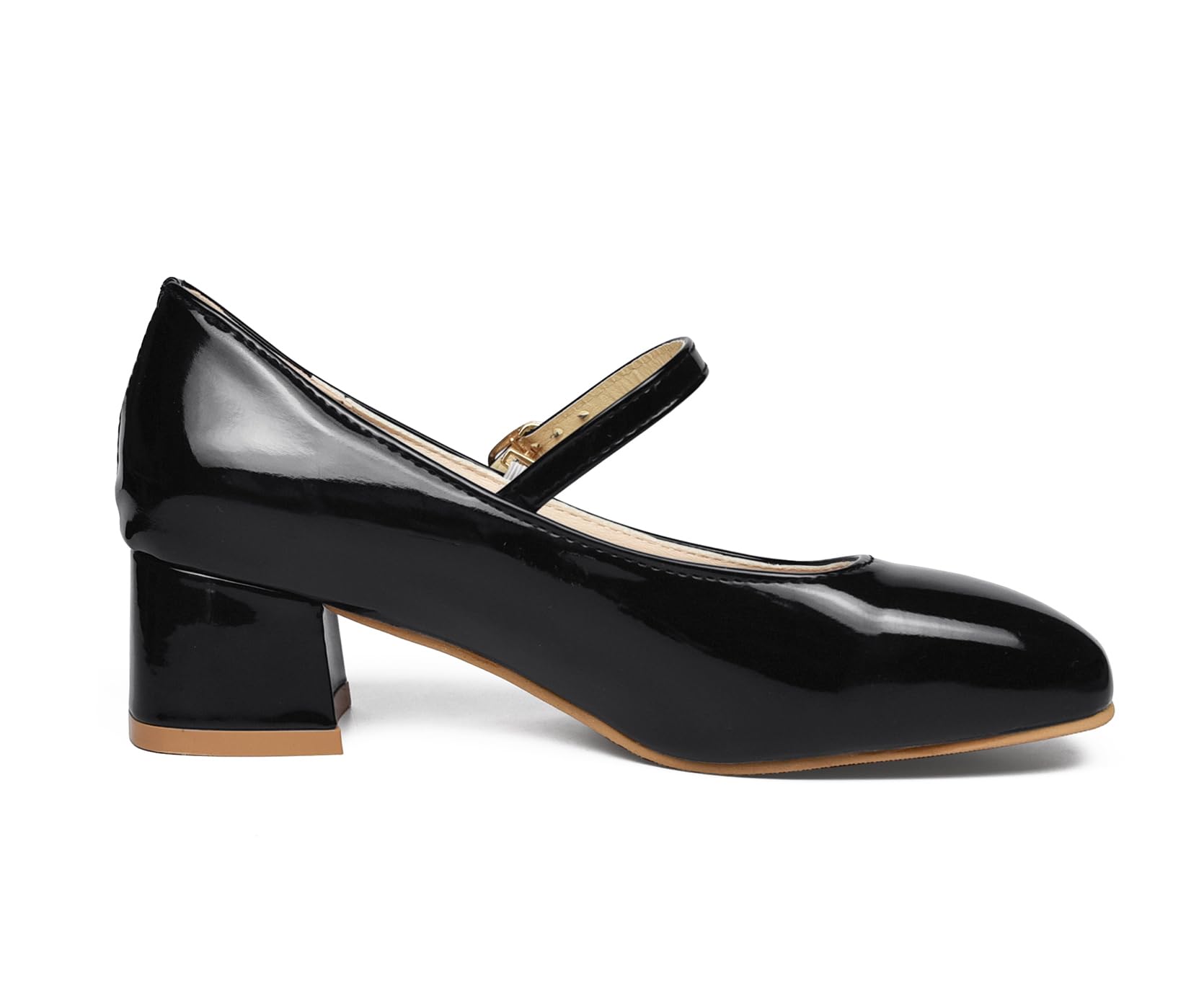 Chaussures Mary Janes à Petit Talon pour Femmes Confortables Légères Noir