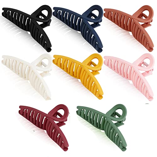 Hair Claw Clips for Women: Fascigirl 8 Color Large Butterfly Clips Big Hair Clips for Thin Hair 4.3 Inch Strong Hold Hair Clamps Matte Jaw Clips Nonslip Banana Claw Hair Clip for Girls Hair Styling Accessories