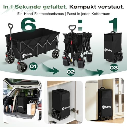 Sekey XXXL Bollerwagen Faltbar 300L | Bis 150KG Belastbar - 5