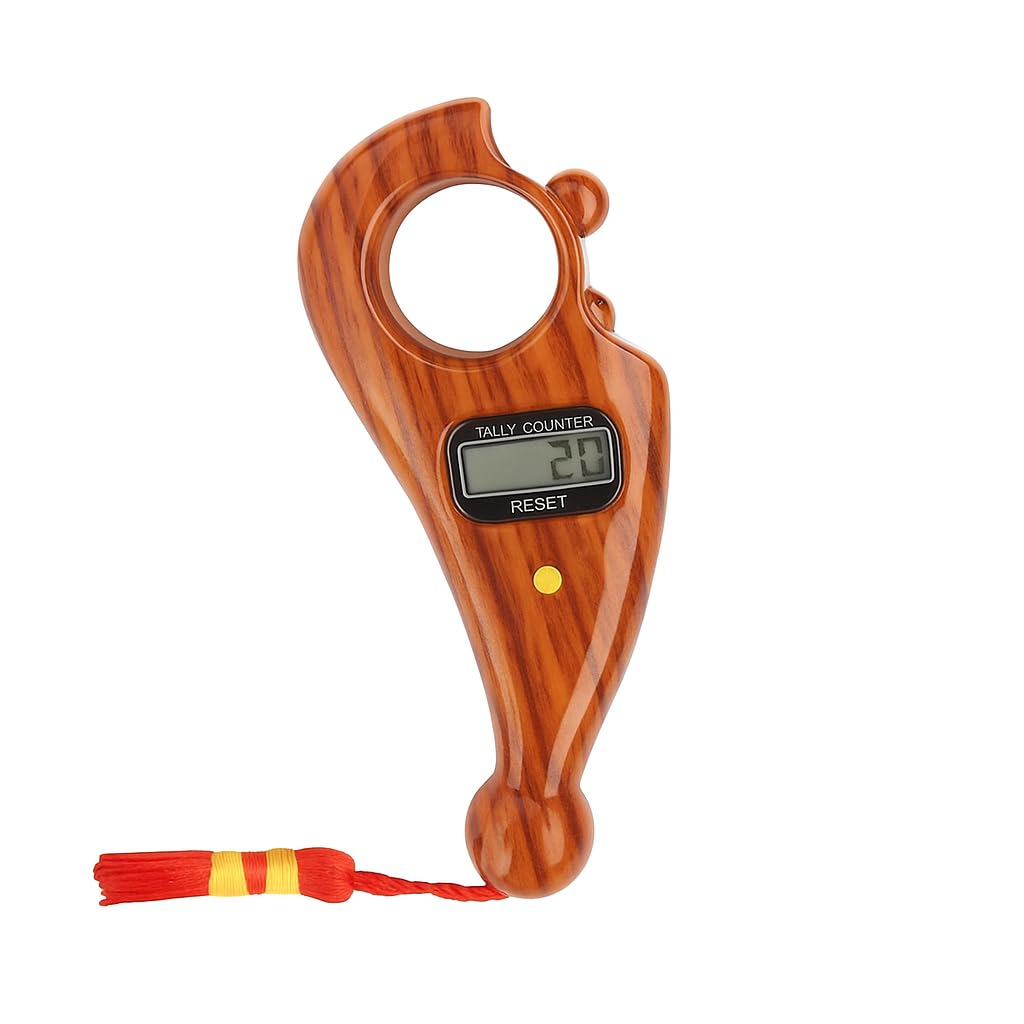 Digital Tally Counter, Wooden Prayer Counter with LCD Display, Manual 5-Digit Counter Device Tasbeeh Misbaha Counter, Finger Ring Design for Religious Counting Mantra Jaap (Multicolors)-image-29