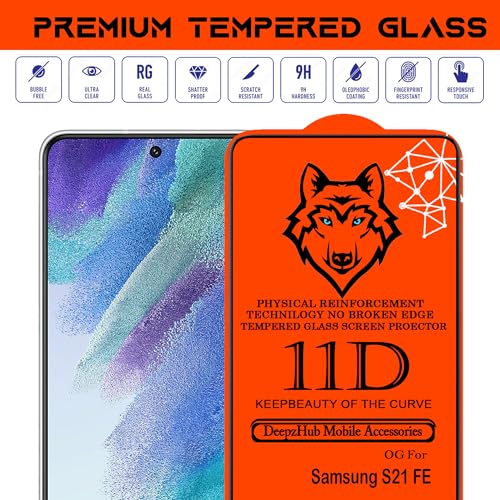 Image of 11D Tempered Glass Screen Protector Compatible for Samsung Galax S21 FE (Pack Of 1) with Full Screen Coverage (edge to edge) and Easy Installation kit [ 1 Pack|Black]