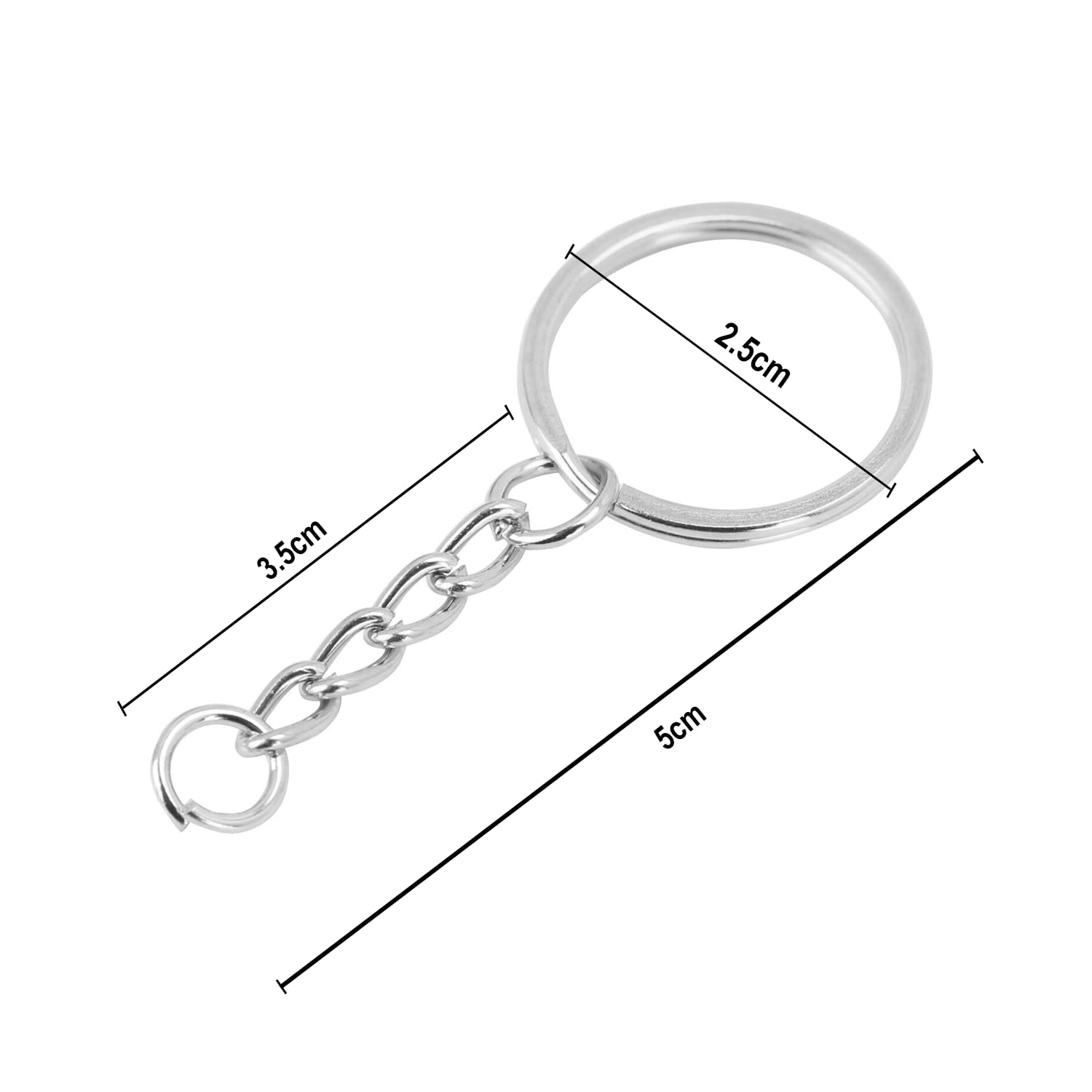 AYuLa 100Pcs Keyring Chains, Keyring Rings, Split Etal Key Rings With Chain &ap; Open Jup Rings