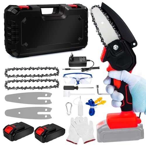 AOKBON Akku Kettensäge 4 Zoll Mini Kettensäge mit Akku 4000mAh...