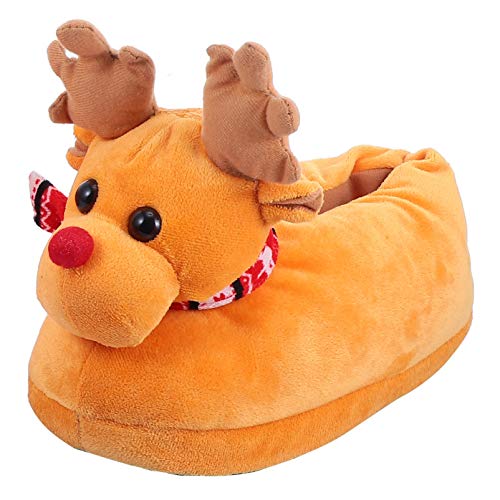 Pantufa de Natal KesYOO de pelúcia com alce aconchegante para o inverno para adultos, casal, calçado
