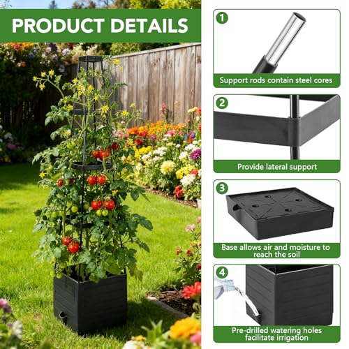 2 Pack Raised Garden Bed Planter Box with Trellis, 57'' Self Watering Tomato Planters for Climbing Plants, Tomato Cage Trellis for Vegetables & Vine Flowers Indoor Outdoor Patio - Image 3