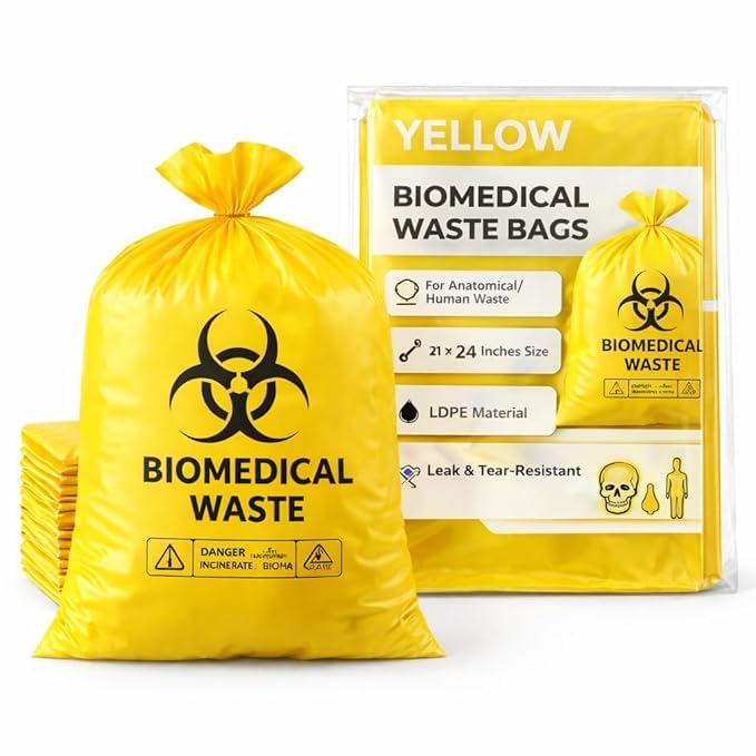 Image of Kausta Bio Hazard /Bio-Medical Waste Bag (21x24 Inch, Red-10, Blue-10, Yellow-10) Pack of 30 Bio‑Hazard /Biomedical Waste Bags Biohazard /Bio‑Medical Waste Bag leak-proof waste bags