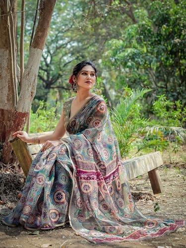 Image of MIRCHI FASHION Saree for Woman Organza Floral Printed | Lightweight Elegant Traditional Sari with Matching Blouse Piece