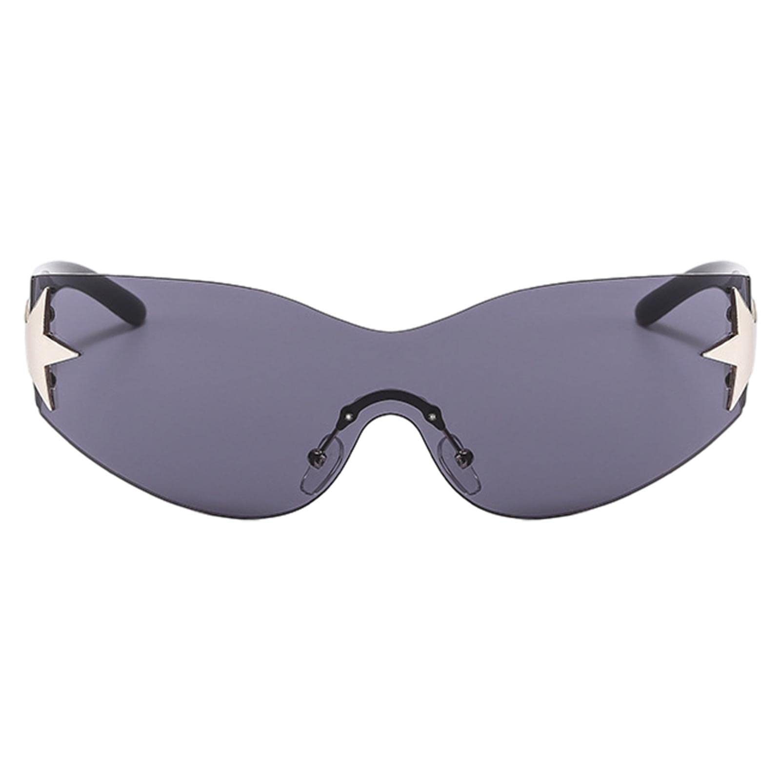 Y2Kk Sunglasses for Women, Womens Rimless Sunglasses Y2K Wrap Around, Fashion Star Y2k Sport Shades UV400 Eyeglasses for Outdoors