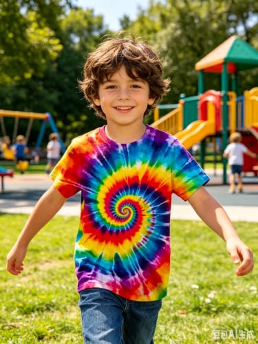 Image of Boys Tie Dye Shirt Size 4-14 Hippies Senior Rainbow Tees T Shirts for Kids | Tees T shirts for Kids
