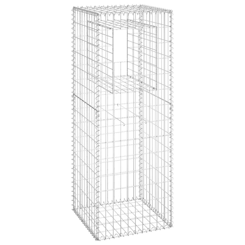 Kolumny gabionowe 2 szt. 50 x 50 x 140 cm żelazo, srebrne, drut 3,5 mm, spawane punktowo, do ogrodu, na taras, do budowy ogrodzenia, ochrona przed wzrokiem, stabilizacja, mocowanie, montaż