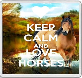 Keep Calm and Love Horses - Large Square Acrylic Coaster